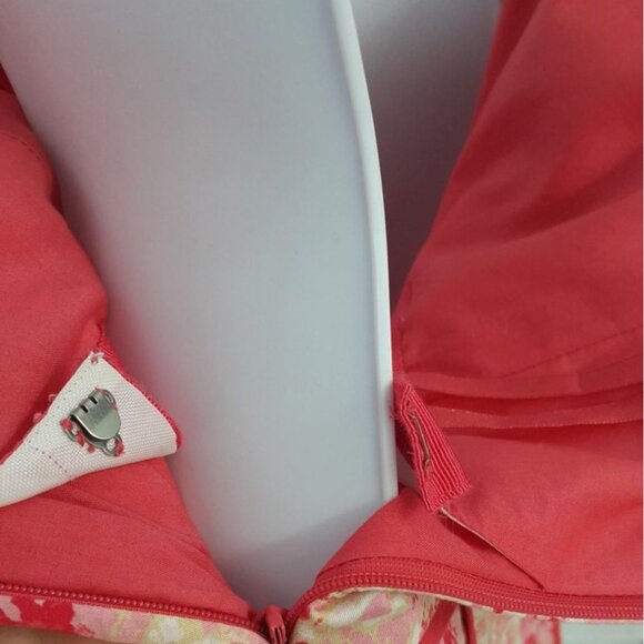 Ann Taylor Strapless Floral Dress Pink Size 2 Bow Lined Side Zipper Fit Flare - Picture 5 of 7